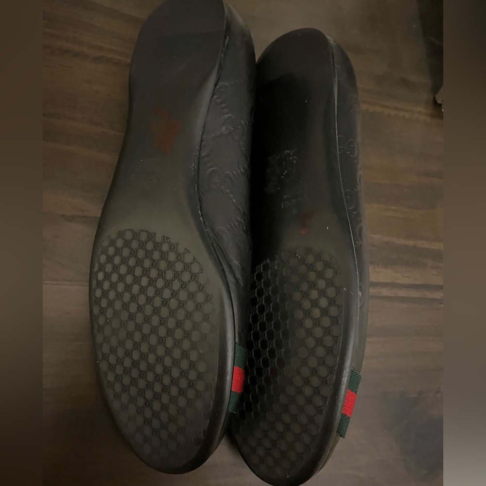 GUCCI ❤️💚 Guccissima Leather Web Stripe Ballet Flats Womens Size9.5 Blk 253315 - Picture 13 of 15